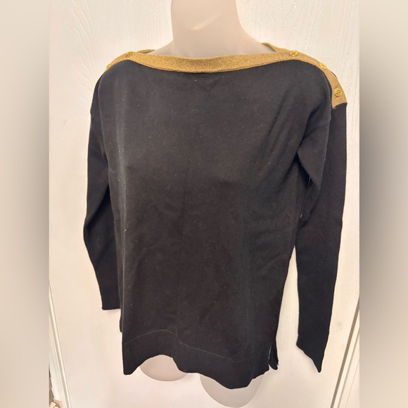 Black gold trim Ralp Lauren knit top - Picture 2 of 14